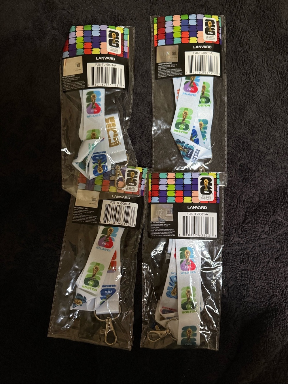 LANVARD White Event Lanyard with Colorful FIFA Badges - Pack of 4